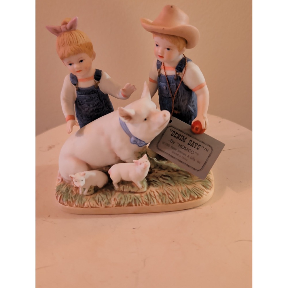 * Vintage - HOMCO - DENIM DAYS - PRIZE PIG - 8813 - w ORIGINAL HANG TAG